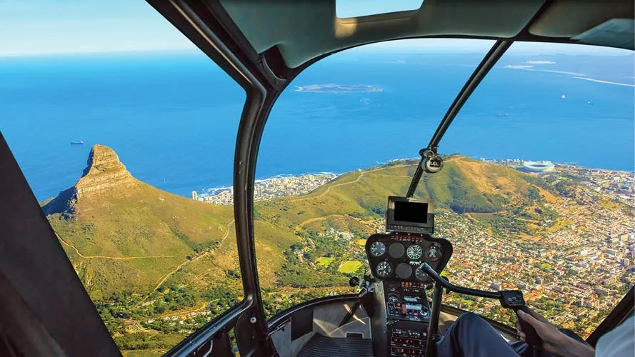 Scenic helicopter flight over Cape Town skies